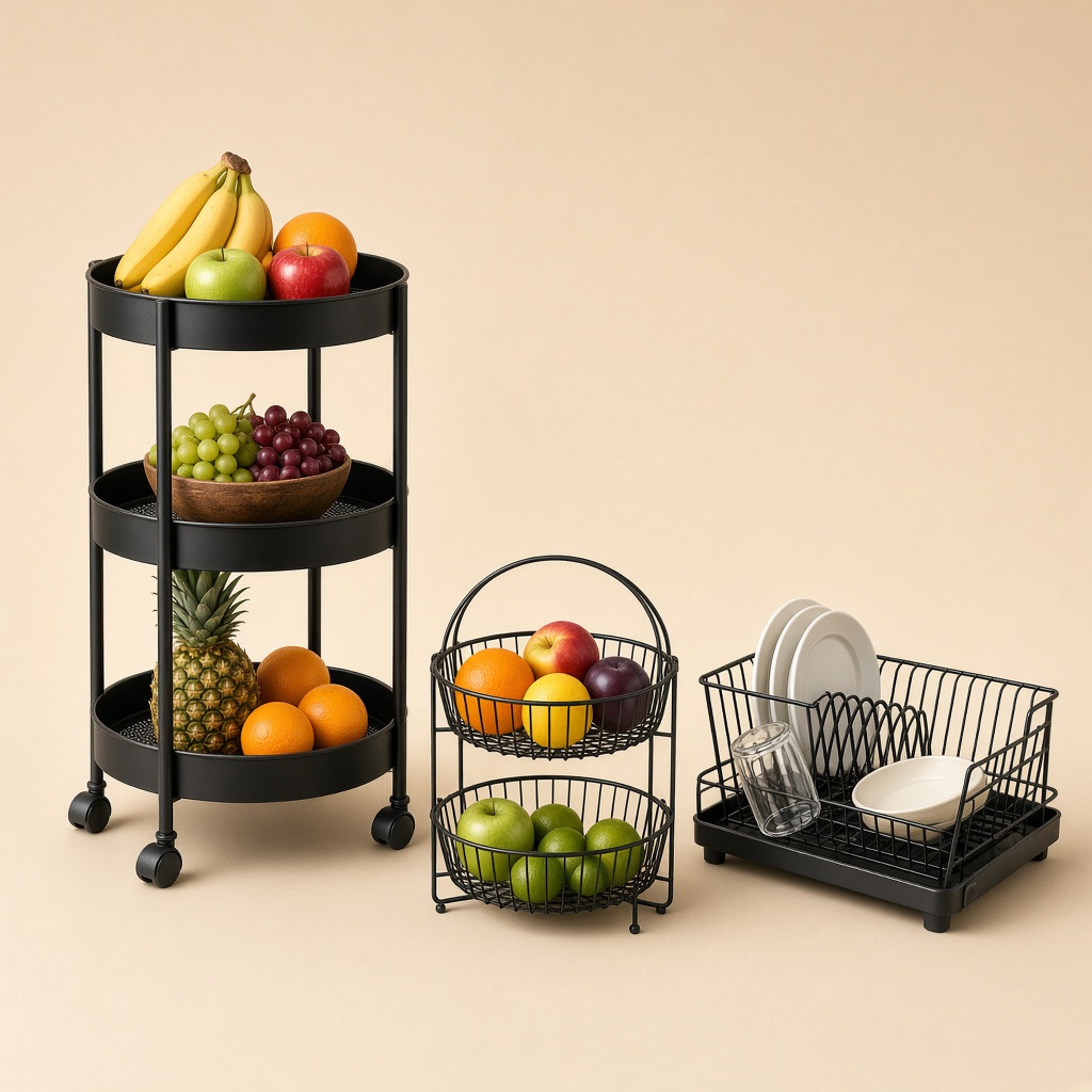 Trolleys, baskets, and a sink rack from the catalog